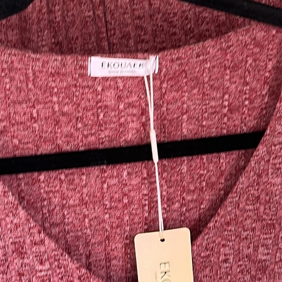 V Neck Knit Burgundy Loungewear Set 2 Piece Long Pant Size Large New With Tags - Picture 4 of 11